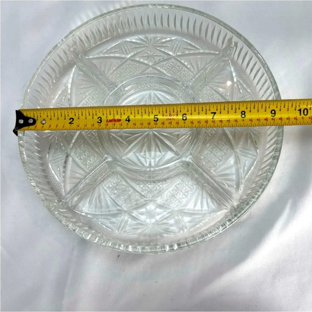 Vintage Libbey Clarion Divided Serving Dish Tray Clear Glass 9”
